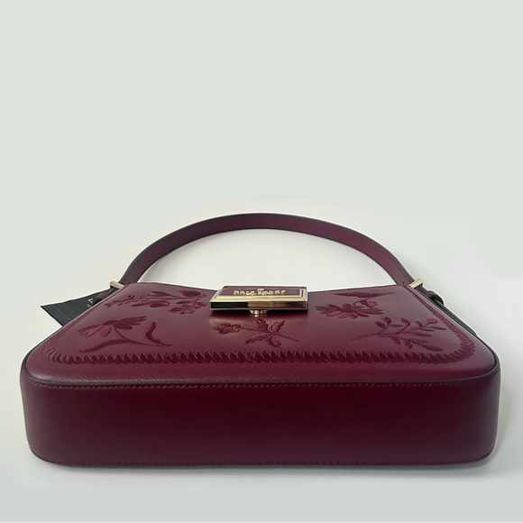NEW ♠️ Kate Spade Reegan Botanical Embroidered Saffiano Shoulder Bag, Blackberry - Picture 4 of 9